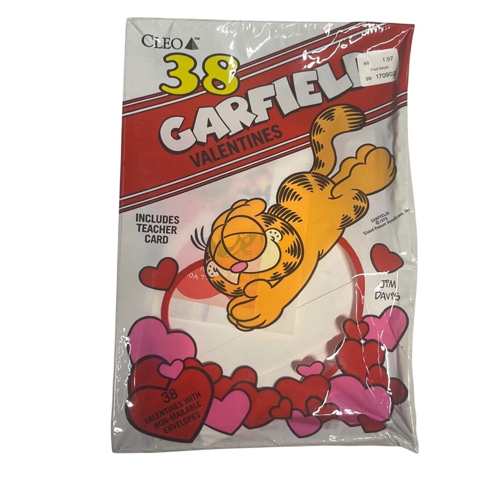 Vintage Cleo Garfield Valentines 38 Count Sealed Pack Jim Davis 1978 1987 NWT